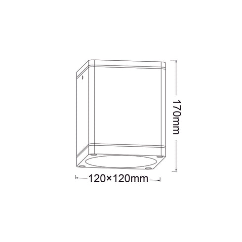 ^E27 PAR30 SQUARE  CEILING LUMINAIRE 230V AC MATT WHITE IP65 MAX.35W